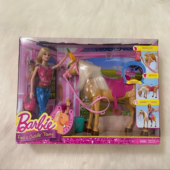 Barbie Toys Barbie Feed And Cuddle Tawny Horse And Doll